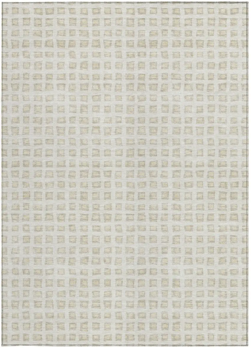 Ivory And Beige Geometric Washable Indoor Outdoor Area Rug Photo 5