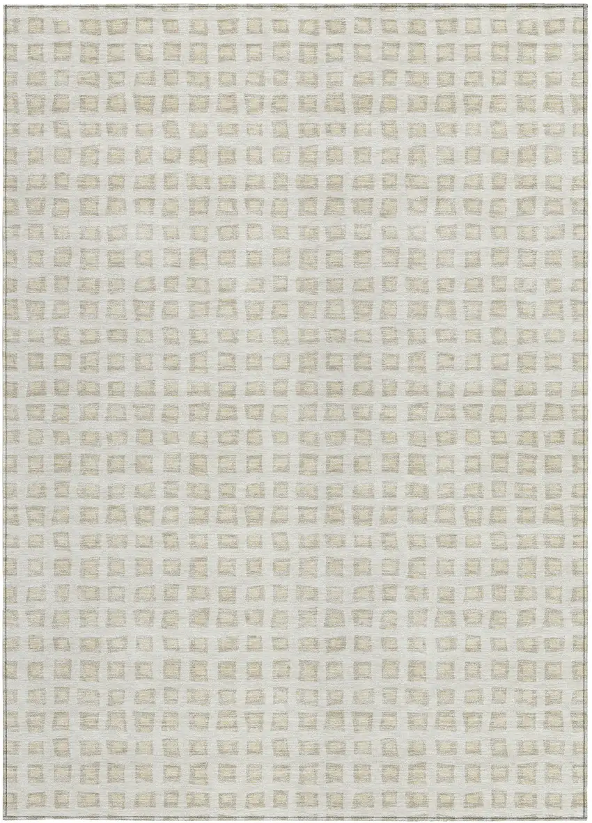 Ivory And Beige Geometric Washable Indoor Outdoor Area Rug Photo 5