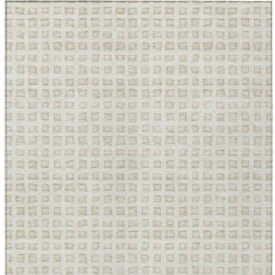 Ivory And Beige Geometric Washable Indoor Outdoor Area Rug Photo 4