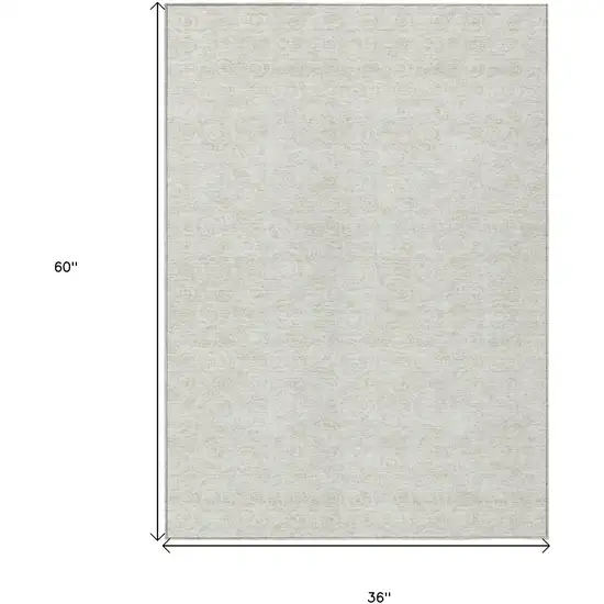 Ivory And Beige Geometric Washable Indoor Outdoor Area Rug Photo 7