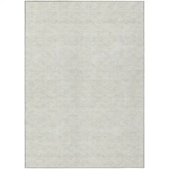 Ivory And Beige Geometric Washable Indoor Outdoor Area Rug Photo 1