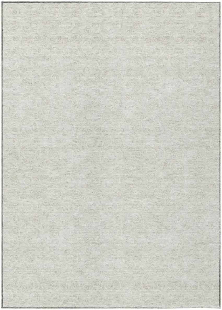 Ivory And Beige Geometric Washable Indoor Outdoor Area Rug Photo 1