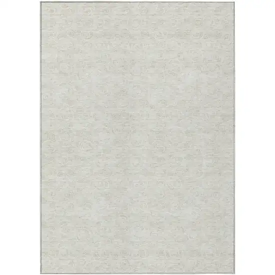 Ivory And Beige Geometric Washable Indoor Outdoor Area Rug Photo 1