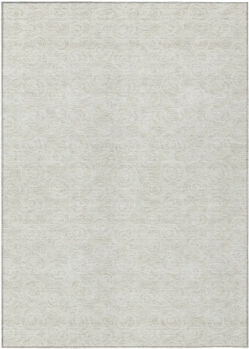 Ivory And Beige Geometric Washable Indoor Outdoor Area Rug Photo 1