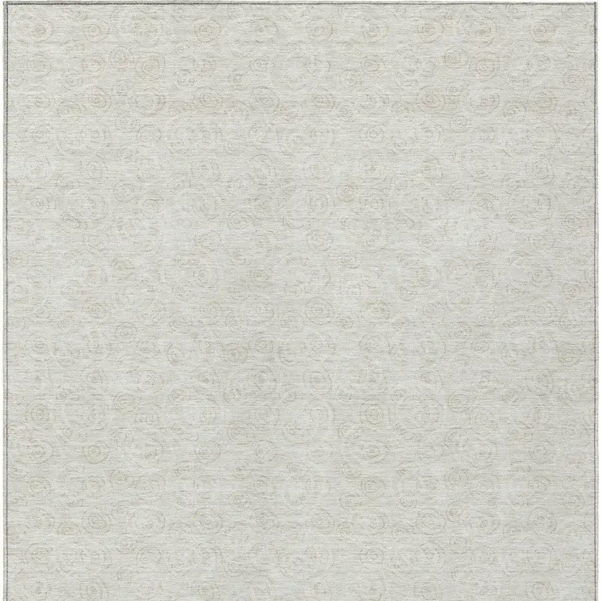 Ivory And Beige Geometric Washable Indoor Outdoor Area Rug Photo 6