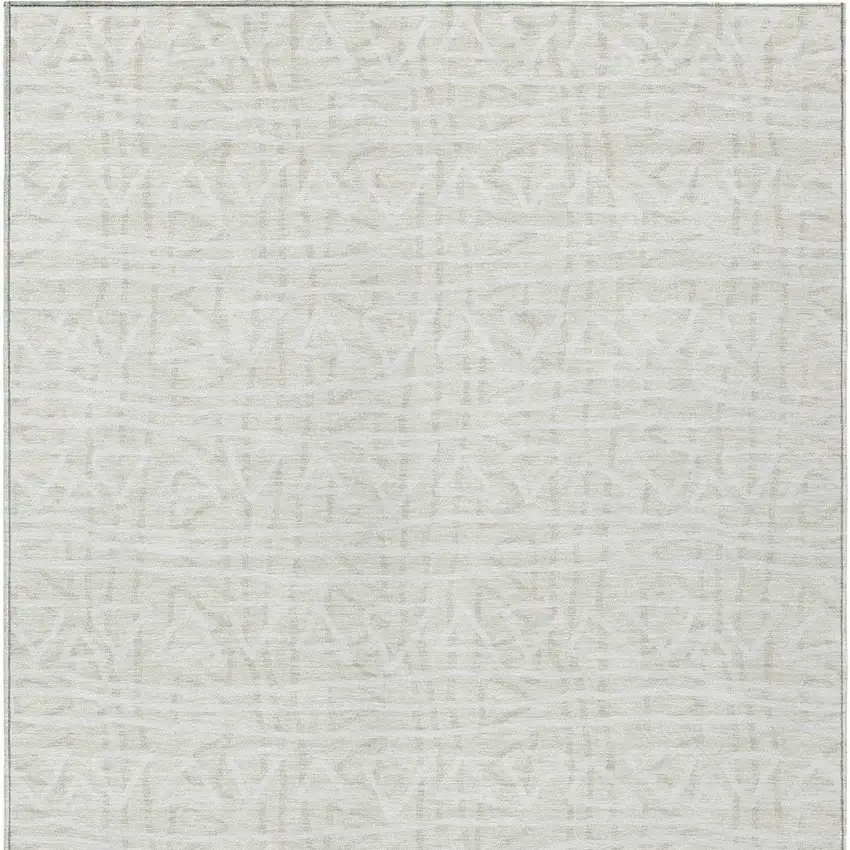 Ivory And Beige Geometric Washable Indoor Outdoor Area Rug Photo 4