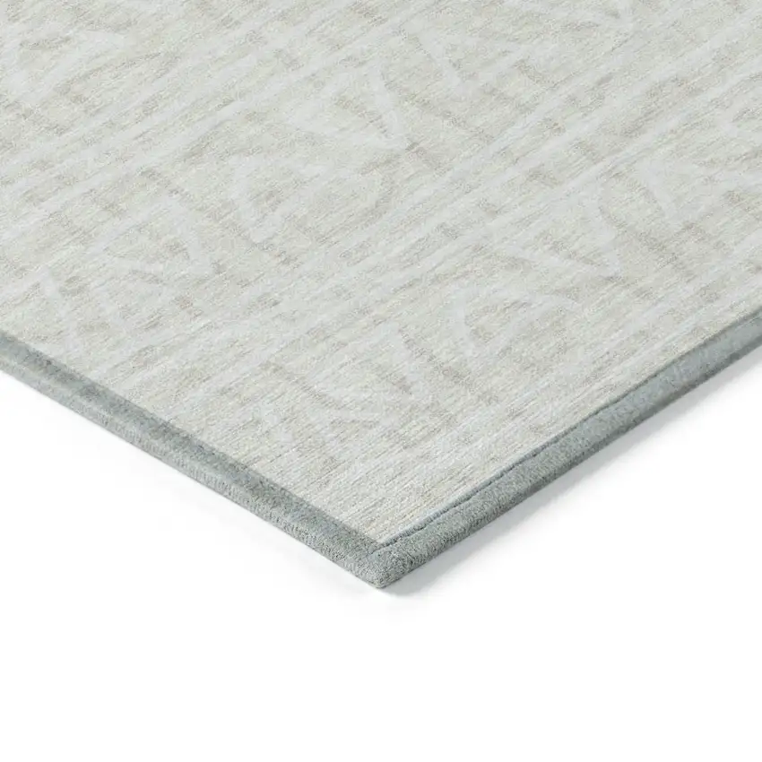 Ivory And Beige Geometric Washable Indoor Outdoor Area Rug Photo 3