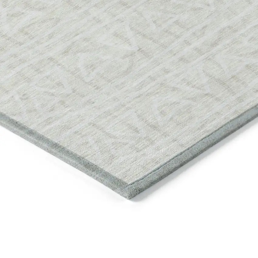 Ivory And Beige Geometric Washable Indoor Outdoor Area Rug Photo 3