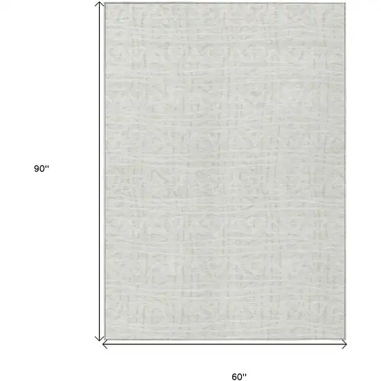 Ivory And Beige Geometric Washable Indoor Outdoor Area Rug Photo 8