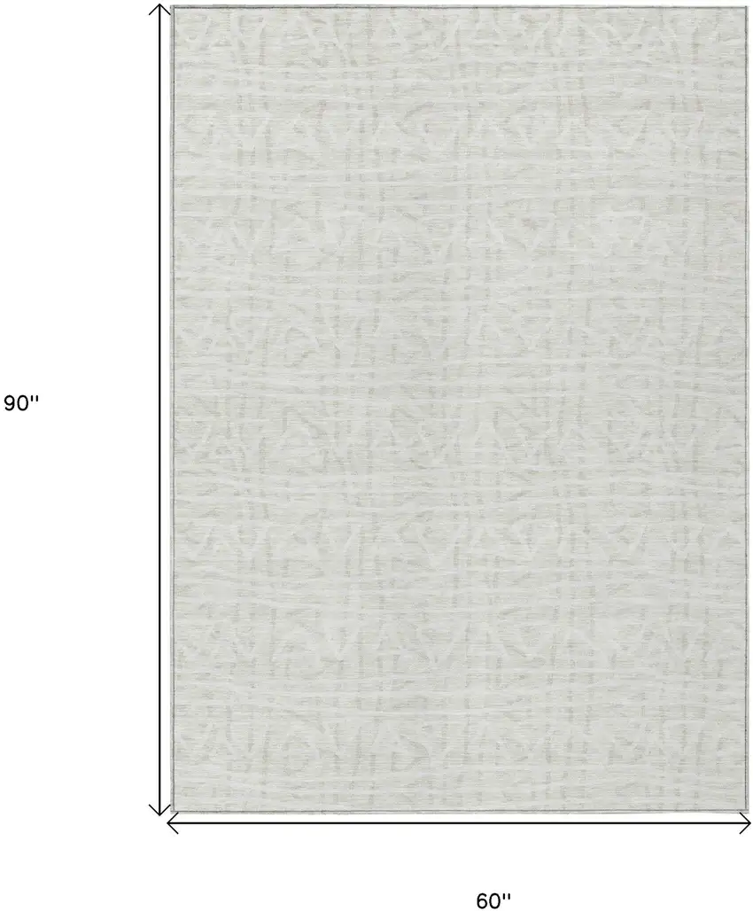 Ivory And Beige Geometric Washable Indoor Outdoor Area Rug Photo 8