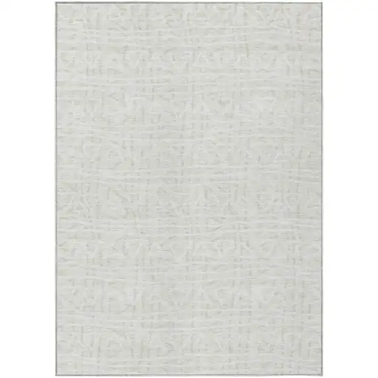 Ivory And Beige Geometric Washable Indoor Outdoor Area Rug Photo 2