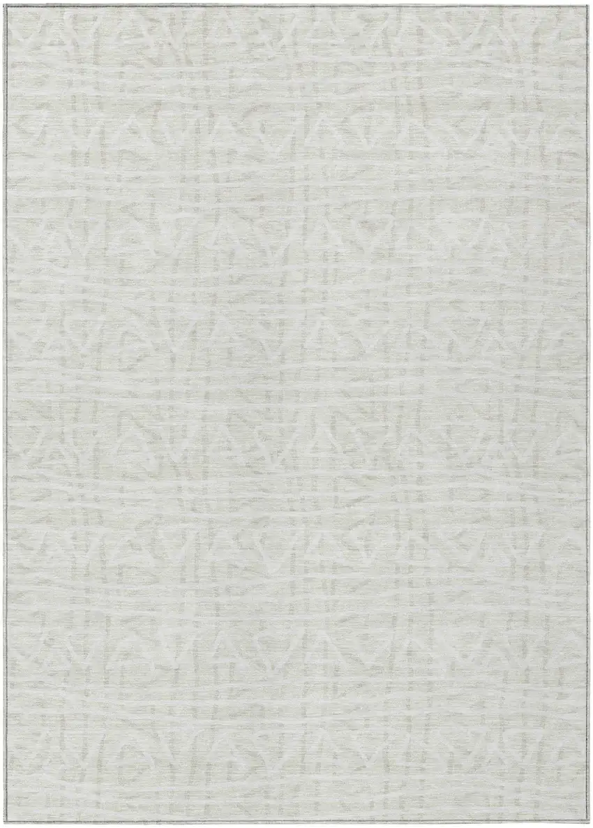 Ivory And Beige Geometric Washable Indoor Outdoor Area Rug Photo 2