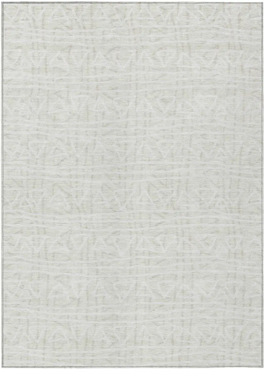 Ivory And Beige Geometric Washable Indoor Outdoor Area Rug Photo 2