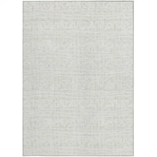 Ivory And Beige Geometric Washable Indoor Outdoor Area Rug Photo 5