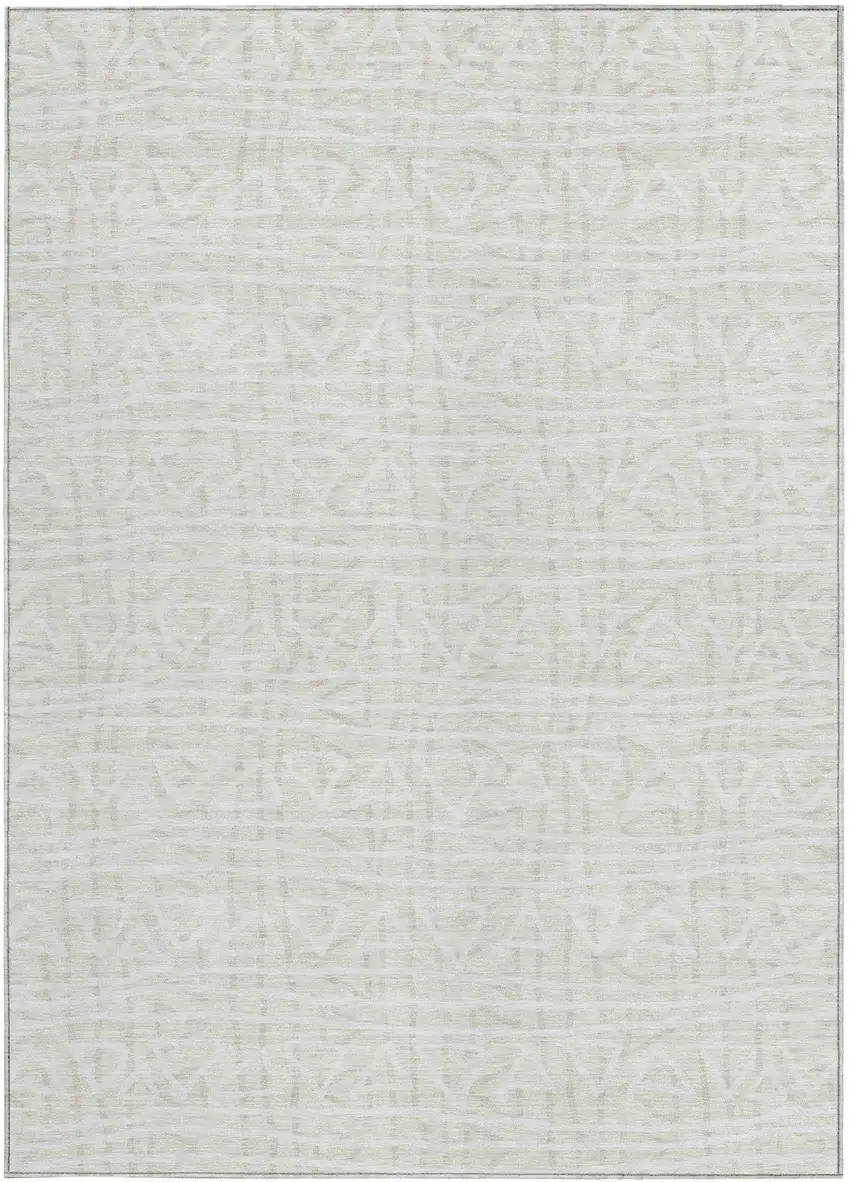 Ivory And Beige Geometric Washable Indoor Outdoor Area Rug Photo 5