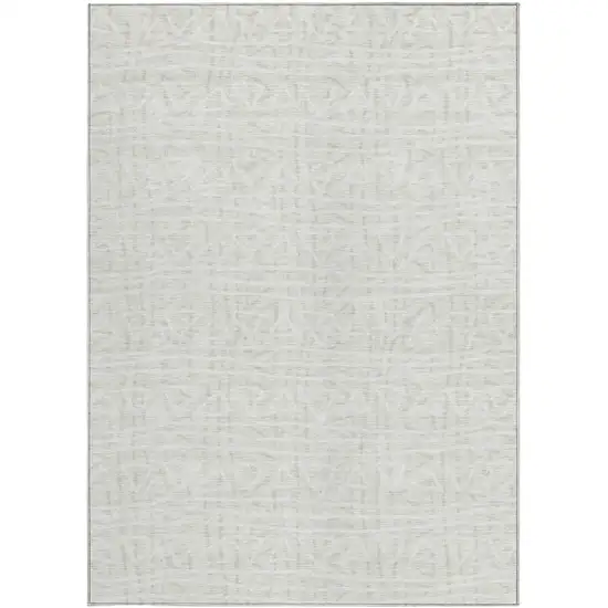 Ivory And Beige Geometric Washable Indoor Outdoor Area Rug Photo 6