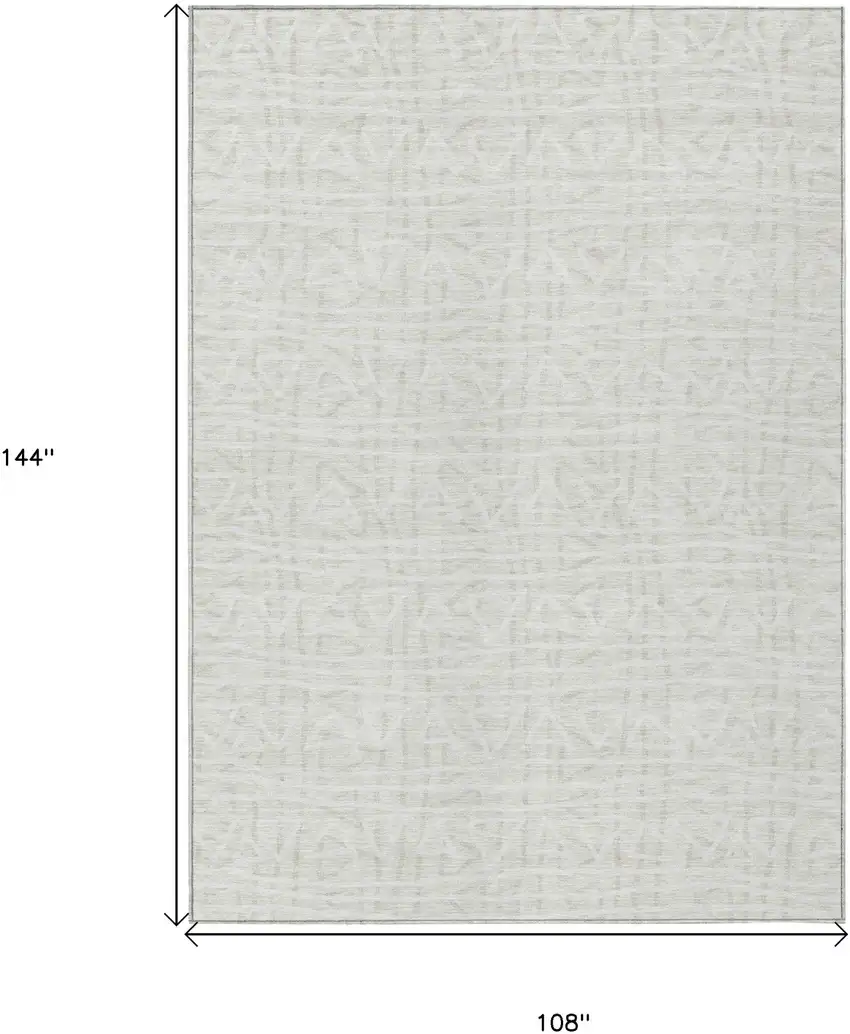 Ivory And Beige Geometric Washable Indoor Outdoor Area Rug Photo 8