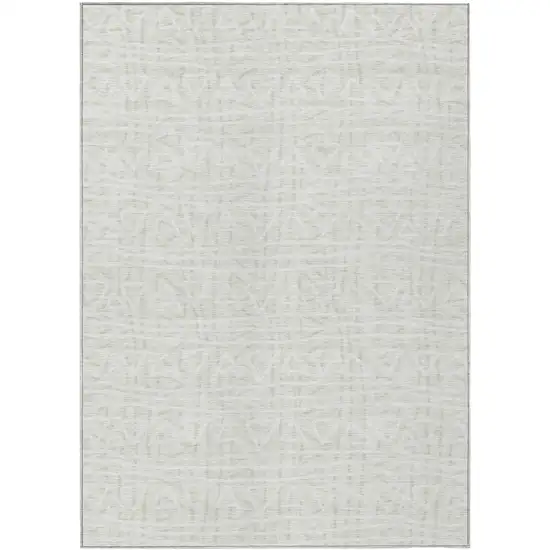 Ivory And Beige Geometric Washable Indoor Outdoor Area Rug Photo 1