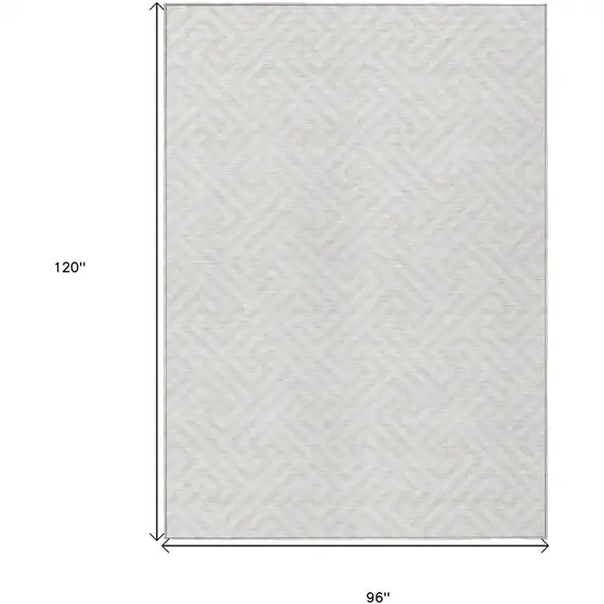 Ivory And Beige Geometric Washable Indoor Outdoor Area Rug Photo 7