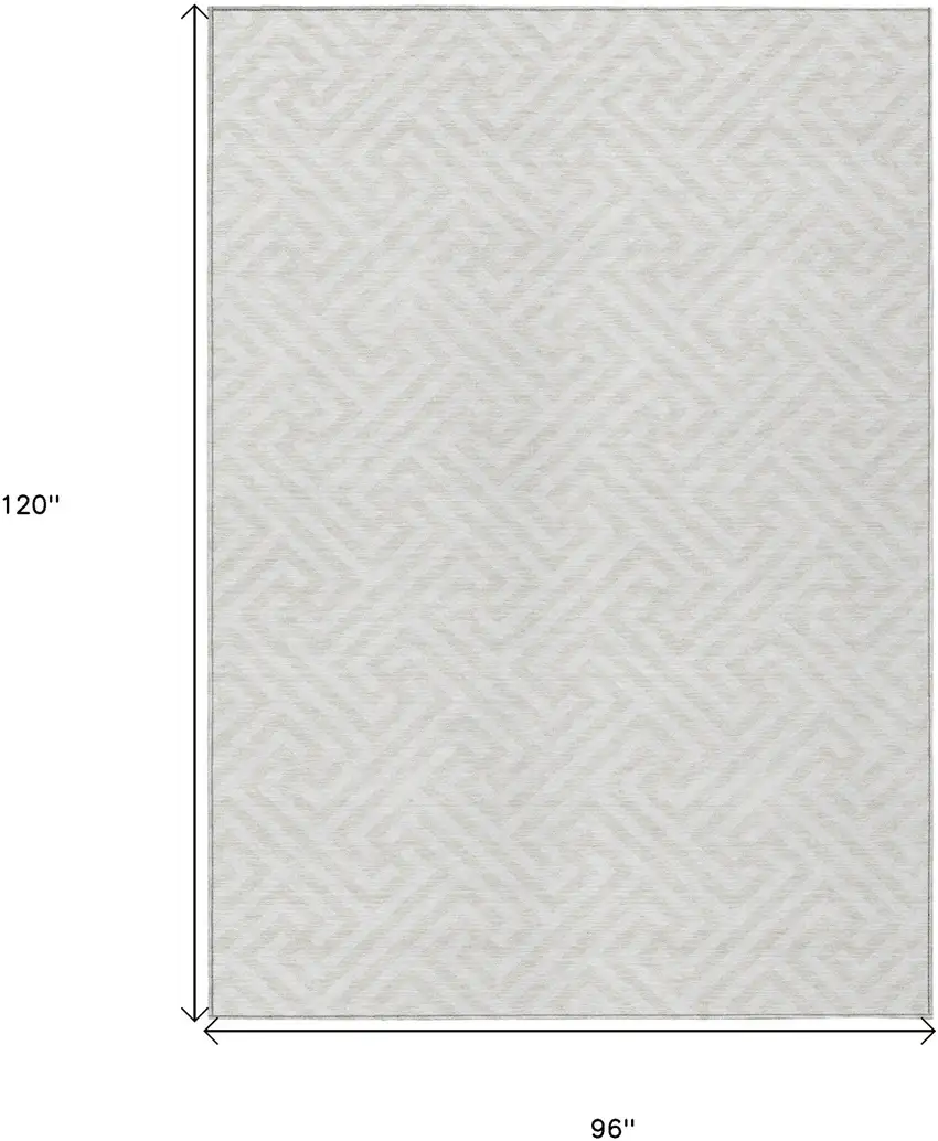 Ivory And Beige Geometric Washable Indoor Outdoor Area Rug Photo 7