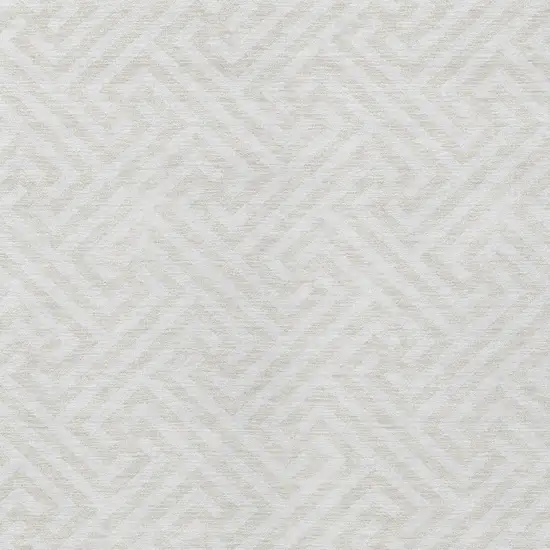Ivory And Beige Geometric Washable Indoor Outdoor Area Rug Photo 5