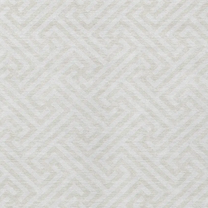 Ivory And Beige Geometric Washable Indoor Outdoor Area Rug Photo 5