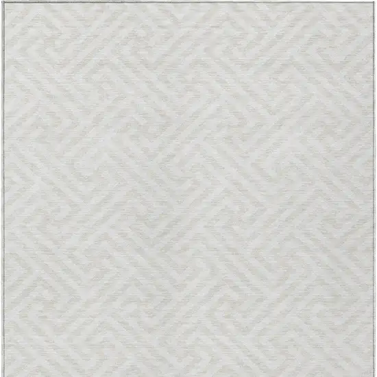 Ivory And Beige Geometric Washable Indoor Outdoor Area Rug Photo 4