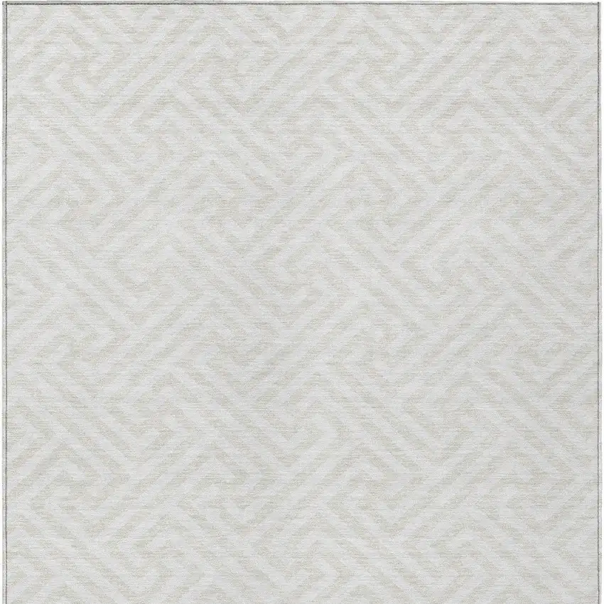Ivory And Beige Geometric Washable Indoor Outdoor Area Rug Photo 4