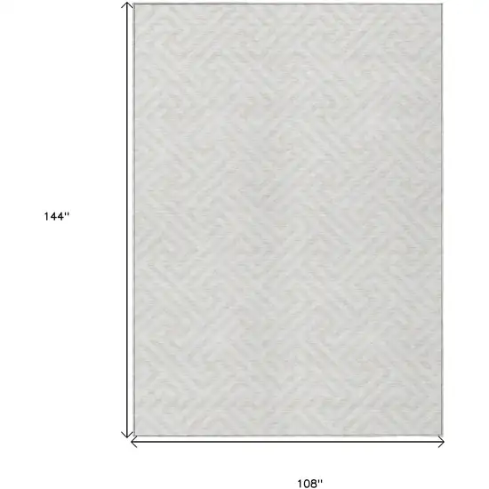 Ivory And Beige Geometric Washable Indoor Outdoor Area Rug Photo 7