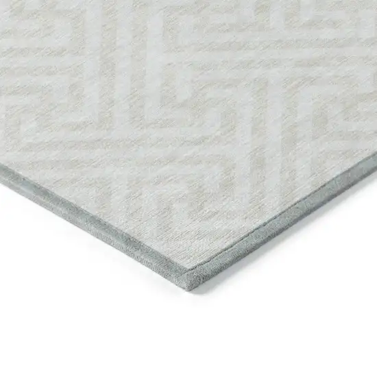 Ivory And Beige Geometric Washable Indoor Outdoor Area Rug Photo 4