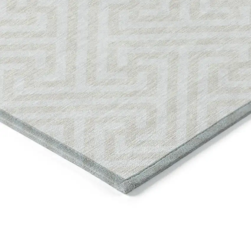 Ivory And Beige Geometric Washable Indoor Outdoor Area Rug Photo 4