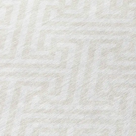 Ivory And Beige Geometric Washable Indoor Outdoor Area Rug Photo 8