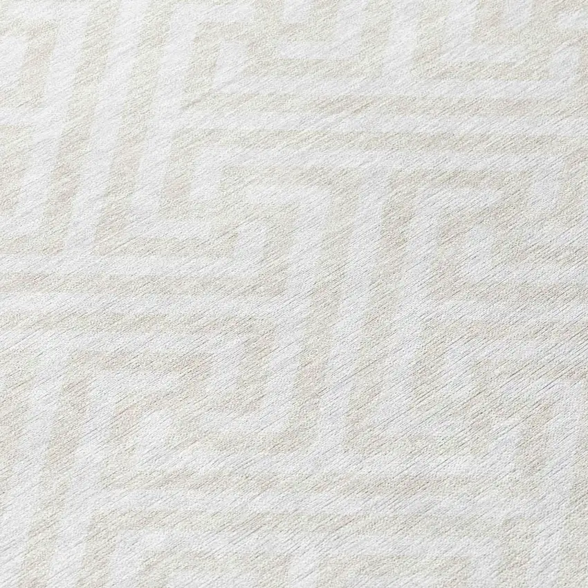 Ivory And Beige Geometric Washable Indoor Outdoor Area Rug Photo 8