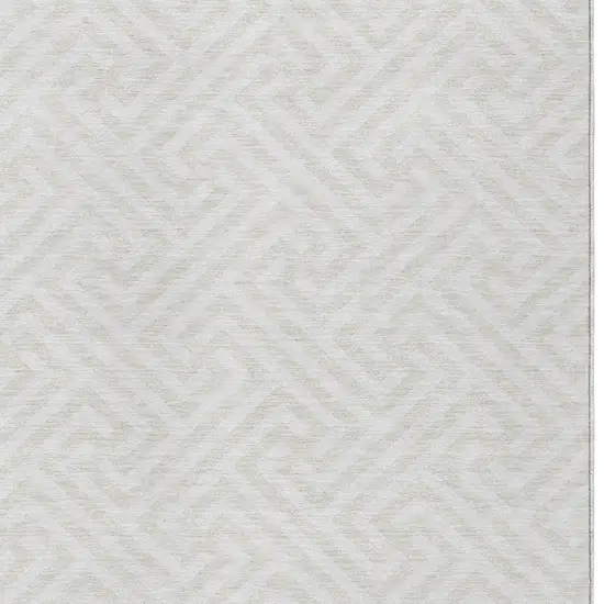 Ivory And Beige Geometric Washable Indoor Outdoor Area Rug Photo 4