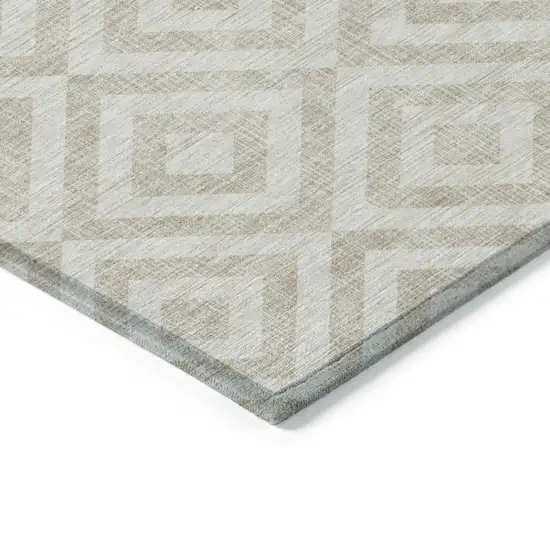 Ivory And Beige Geometric Washable Indoor Outdoor Area Rug Photo 4