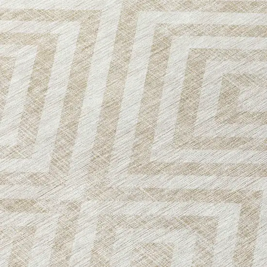 Ivory And Beige Geometric Washable Indoor Outdoor Area Rug Photo 8