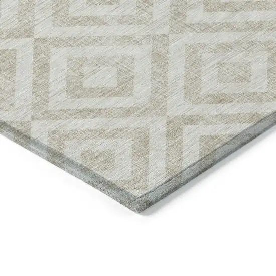 Ivory And Beige Geometric Washable Indoor Outdoor Area Rug Photo 3