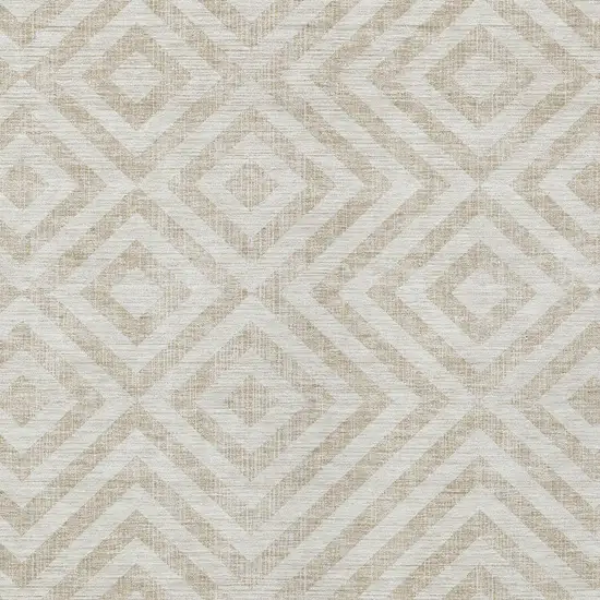 Ivory And Beige Geometric Washable Indoor Outdoor Area Rug Photo 5