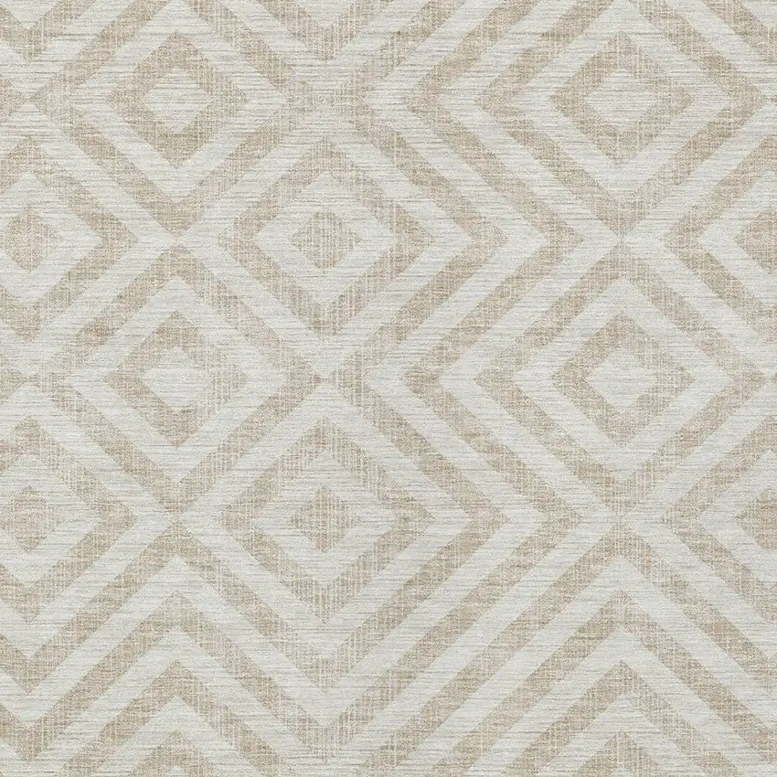 Ivory And Beige Geometric Washable Indoor Outdoor Area Rug Photo 5