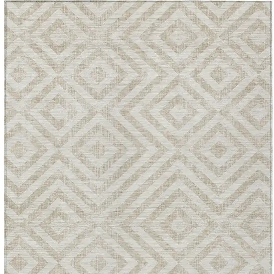 Ivory And Beige Geometric Washable Indoor Outdoor Area Rug Photo 6