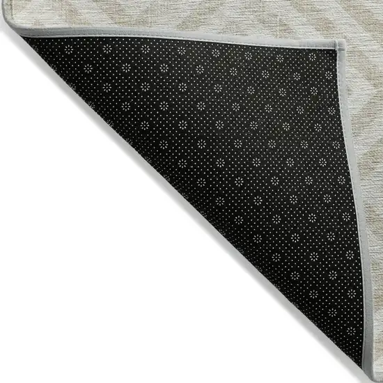 Ivory And Beige Geometric Washable Indoor Outdoor Area Rug Photo 3