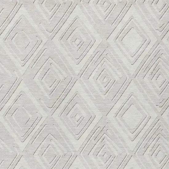 Ivory And Beige Geometric Washable Indoor Outdoor Area Rug Photo 6