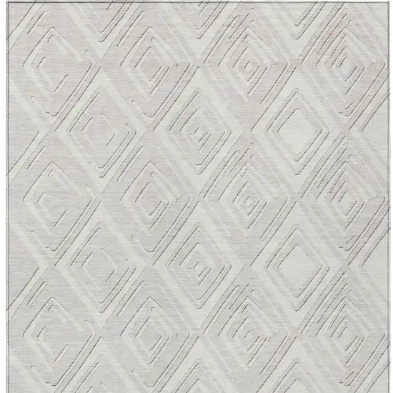 Ivory And Beige Geometric Washable Indoor Outdoor Area Rug Photo 7