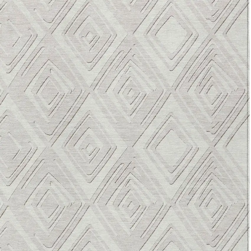 Ivory And Beige Geometric Washable Indoor Outdoor Area Rug Photo 6