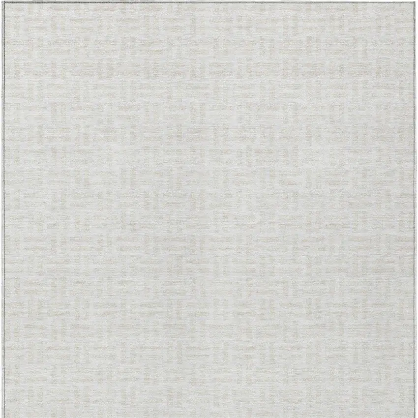 Ivory And Beige Geometric Washable Indoor Outdoor Area Rug Photo 7