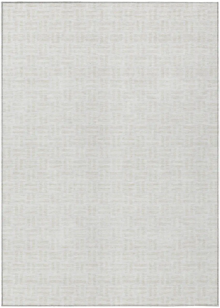 Ivory And Beige Geometric Washable Indoor Outdoor Area Rug Photo 2