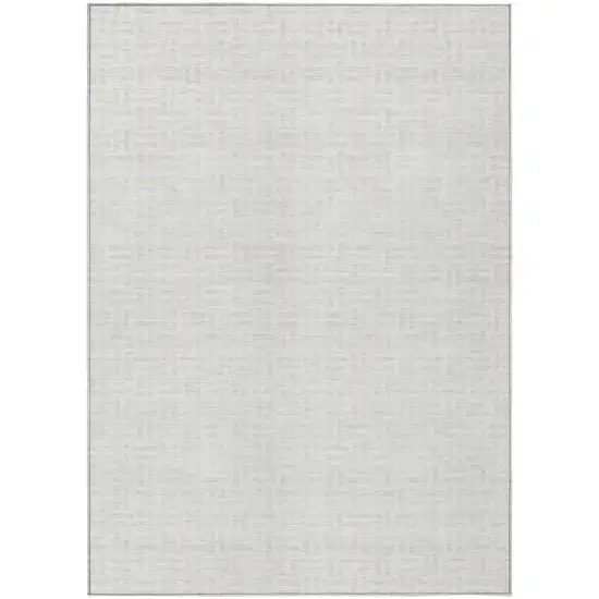 Ivory And Beige Geometric Washable Indoor Outdoor Area Rug Photo 2