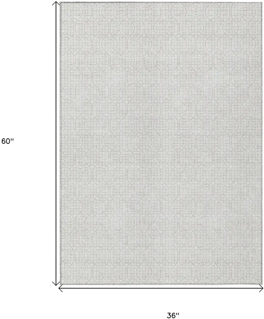 Ivory And Beige Geometric Washable Indoor Outdoor Area Rug Photo 3