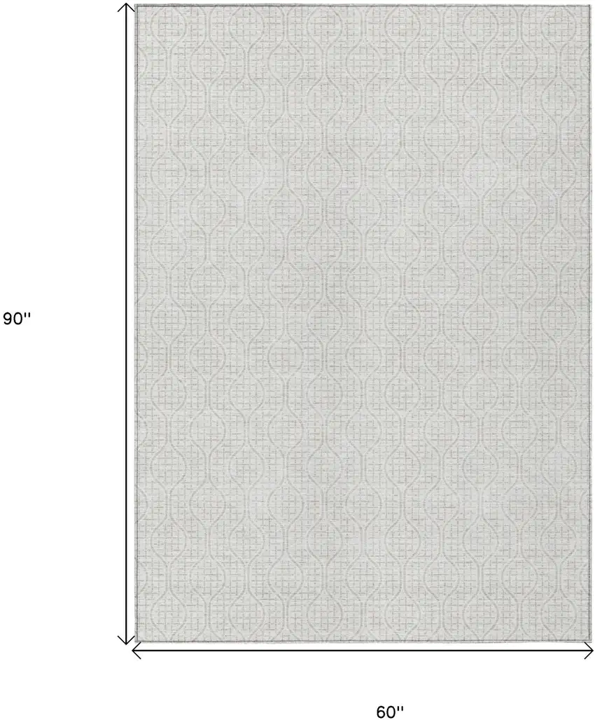 Ivory And Beige Geometric Washable Indoor Outdoor Area Rug Photo 3