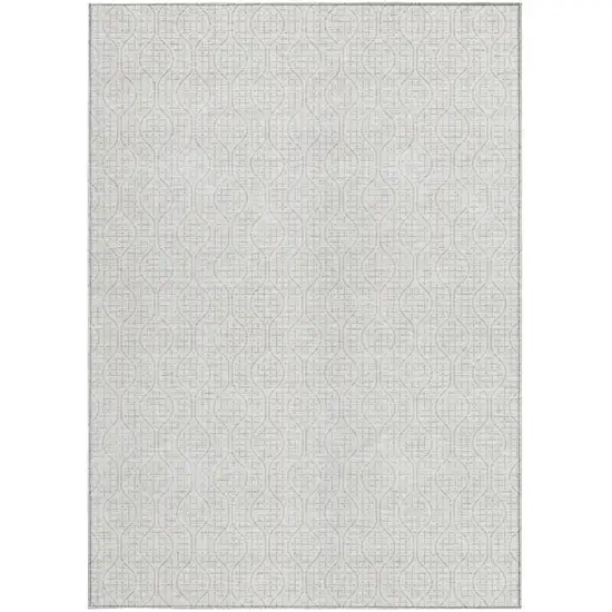 Ivory And Beige Geometric Washable Indoor Outdoor Area Rug Photo 6